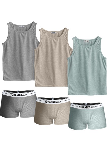 Erkek Çocuk, Pamuklu Boxer&Atlet, Alt-Üst, 3 Çift Takım, hassas ten uyumlu