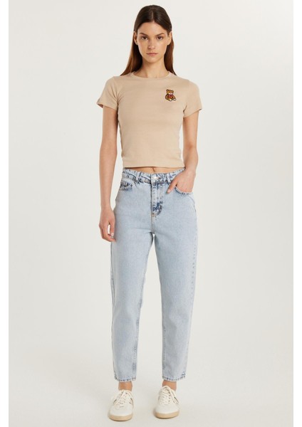 Kadın Regular Fit Boru Paça Açık Mavi Jean Kot Pantolon fırsatları