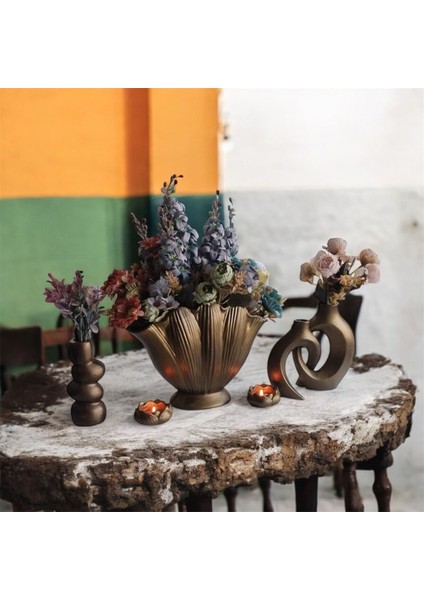 Dekoratif Gold Istiridye Obje & 2'li Vazo Mumluk Seti – Büyük Boy | Salon, Ofis Ev Dekorasyonu fiyatları