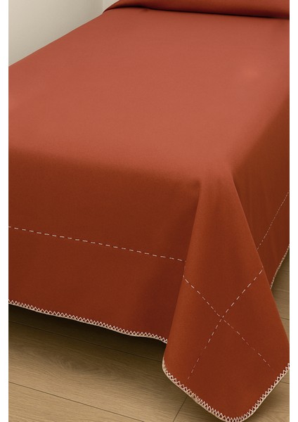 Luna Kiremit Çizgili Çoban Dikişli %100 Pamuklu Tek Kişilik Yatak Örtüsü modelleri