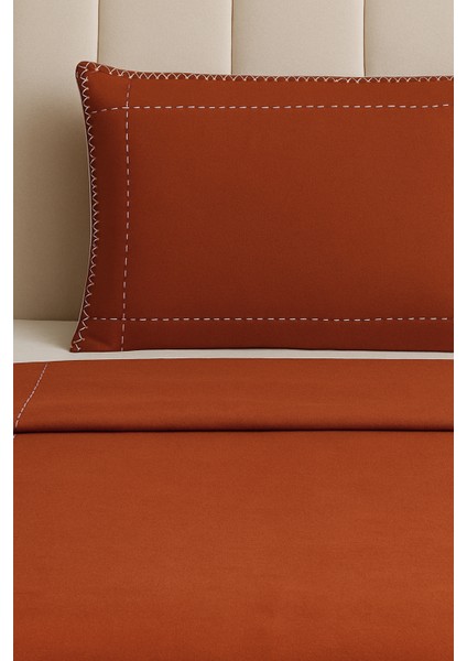 Luna Kiremit Çizgili Çoban Dikişli %100 Pamuklu Tek Kişilik Yatak Örtüsü fırsatları