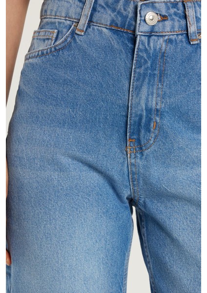 Kadın Regular Fit Boru Paça Mavi jean Kot Pantolon fiyatları