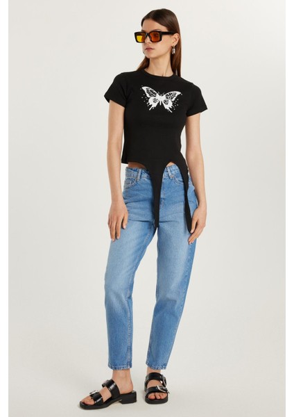 Kadın Regular Fit Boru Paça Mavi jean Kot Pantolon fırsatları