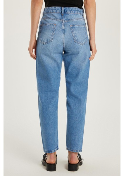 Kadın Regular Fit Boru Paça Mavi jean Kot Pantolon indirimleri