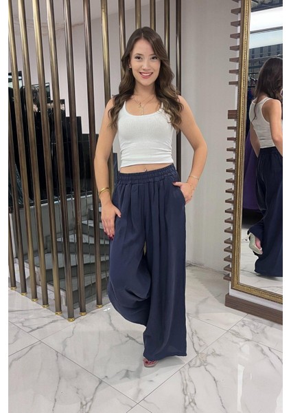 Kadın Beli Lastikli Cepli Lyocell Palazzo Pantolon fiyatları