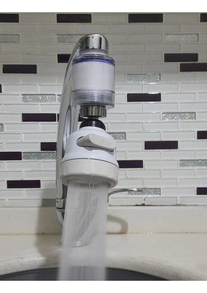 Filtreli Kireç Önleyici 360 Derece Dönen Hareketli Musluk Başlığı - 3 Fonksiyonlu - Krem fiyatları