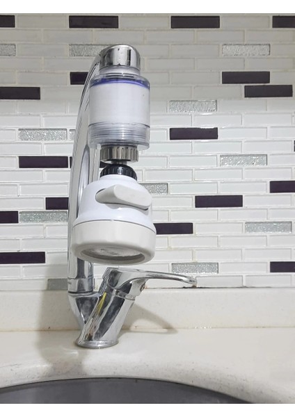 Filtreli Kireç Önleyici 360 Derece Dönen Hareketli Musluk Başlığı - 3 Fonksiyonlu - Krem indirimleri