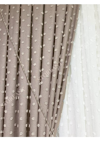 Puffy Ponpon Desenli Keten Fon Perde L Tercih Edilen - Ürün Sık Pile L Aksesuar Hediyeli modelleri