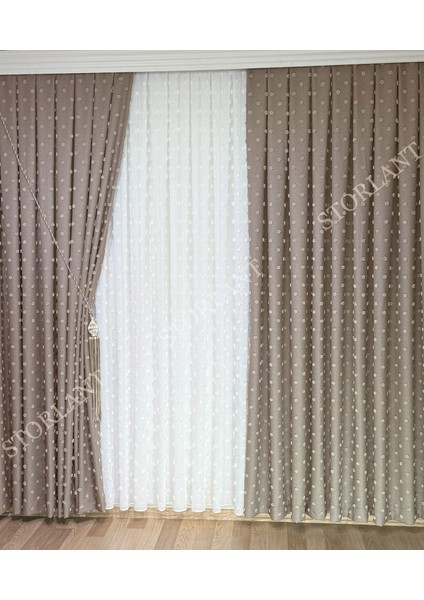 Puffy Ponpon Desenli Keten Fon Perde L Tercih Edilen - Ürün Sık Pile L Aksesuar Hediyeli fırsatları