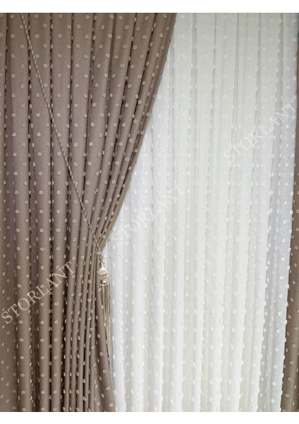 Puffy Ponpon Desenli Keten Fon Perde L Tercih Edilen - Ürün Sık Pile L Aksesuar Hediyeli indirimleri