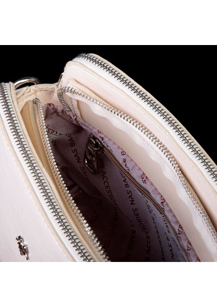 Kadın Omuz ve Çapraz Zincirli ve Uzun Çift Askılı (20X15 Cm) Krem Victoria fırsatları