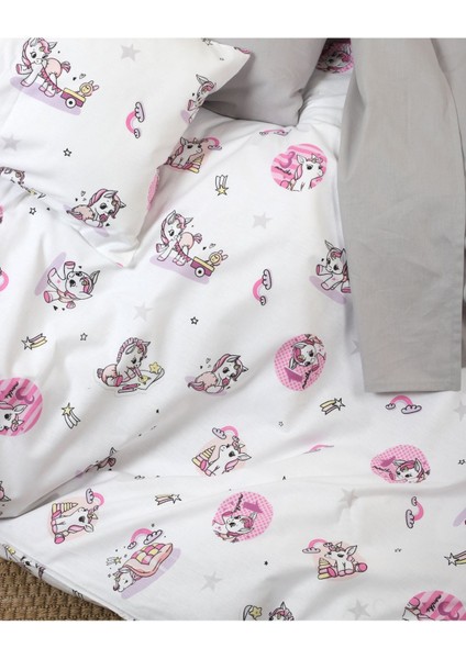 Bebek Çocuk Nevresim Takımı Unicorn Desenli %100 Pamuklu fırsatları