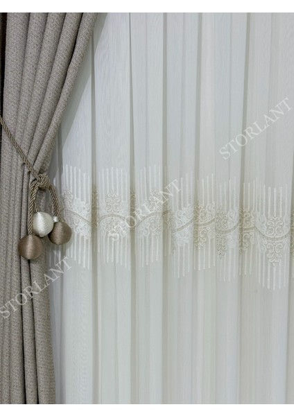 Lina Premium Bambu Gold Tül Perde | Ağır Gramajlı, 1/3 Sık Pileli, Ütü Gerektirmez