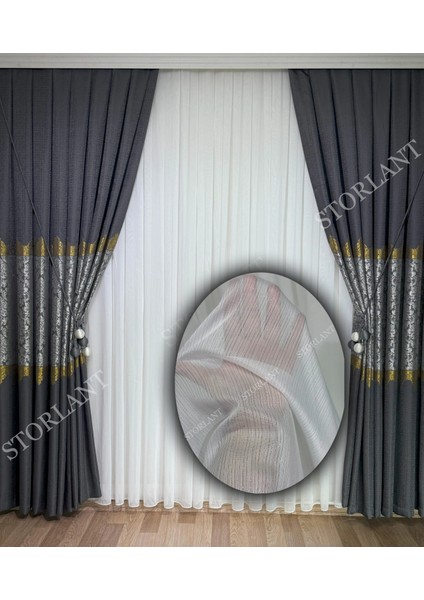 Simli Bambu Şantuklu Ağır Gramajlı 1/3 Sık Pileli Ütü Gerektirmez Tül Perde - Her Odaya Uygun | En Çok Tercih Edilen Model