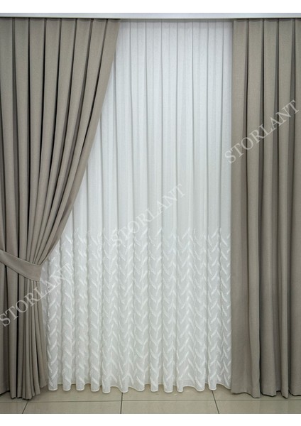 Half Minimalist Keten Tül Perde | Ağır Gramajlı, 1/3 Sık Pileli, Ütü Gerektirmez fiyatları