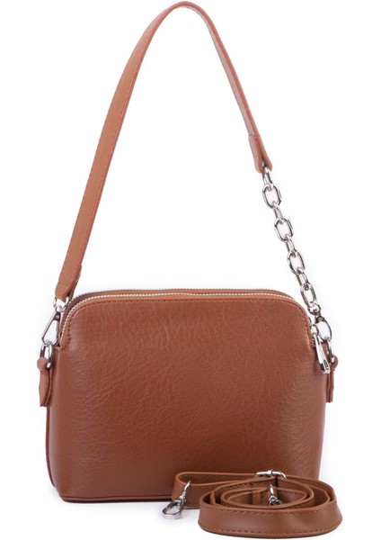 Kadın Omuz ve Çapraz Zincirli ve Uzun Çift Askılı (20X15 Cm) Taba Victoria fiyatları