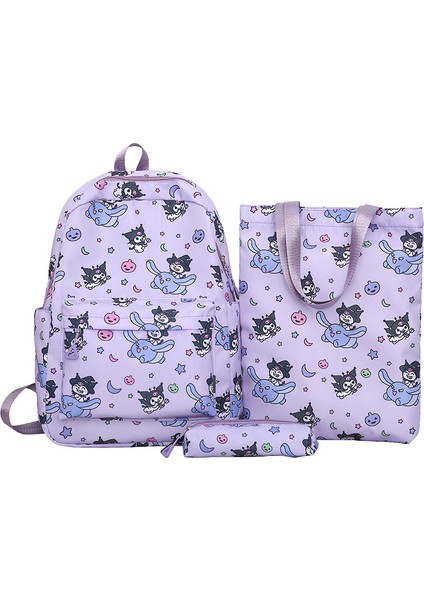 Büyük Kapasiteli Üç Parçalı Okul Çantası Omuz Çantası Grafiti Karikatür Sevimli (Yurt Dışından)