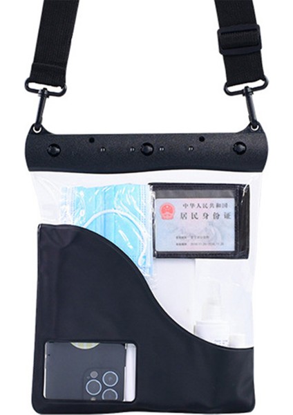 Şeffaf Dokunmatik Ekran Filmli Büyük Kapasiteli Su Geçirmez Telefon Kılıfı Dalış Yüzen Koruma Omuz Çantası Kılıfı - Siyah (Yurt Dışından) modelleri