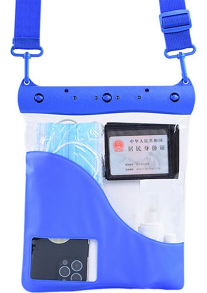 Büyük Kapasiteli Su Geçirmez Telefon Kılıfı Dalış Yüzen Koruma Omuz Çantası Kılıfı Şeffaf Dokunmatik Ekran Filmi - Mavi (Yurt Dışından) fırsatları