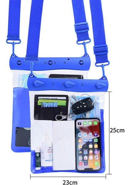 Büyük Kapasiteli Su Geçirmez Telefon Kılıfı Dalış Yüzen Koruma Omuz Çantası Kılıfı Şeffaf Dokunmatik Ekran Filmi - Mavi (Yurt Dışından) indirimleri