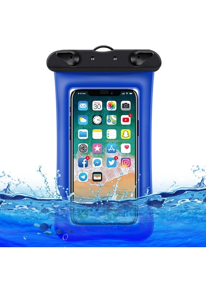 7,2 Inç Altı Cep Telefonu Için Yüzen Hava Yastıklı Su Geçirmez Çanta, Plaj Havuzu Telefon Kuru Çantası ve Askısı - Mavi (Yurt Dışından)