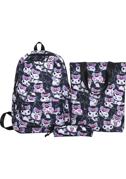 Büyük Kapasiteli Üç Parçalı Okul Çantası Omuz Çantası Grafiti Karikatür Sevimli (Yurt Dışından)