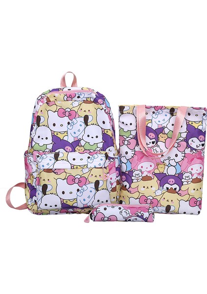 Büyük Kapasiteli Üç Parçalı Okul Çantası Omuz Çantası Grafiti Karikatür Sevimli (Yurt Dışından)