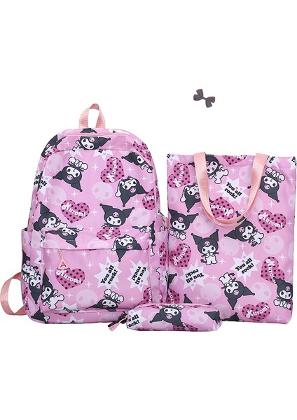 Büyük Kapasiteli Üç Parçalı Okul Çantası Omuz Çantası Grafiti Karikatür Sevimli (Yurt Dışından)