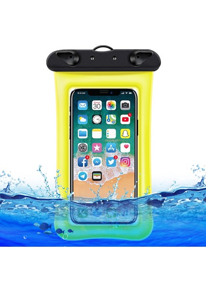 7,2 Inç Altı Cep Telefonu Için Yüzen Hava Yastıklı Su Geçirmez Çanta, Plaj Havuzu Telefon Kuru Çantası ve Askısı - Sarı (Yurt Dışından)