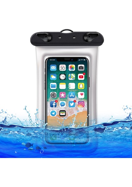 7,2 Inç Altı Cep Telefonu Için Yüzen Hava Yastıklı Su Geçirmez Çanta, Plaj Havuzu Telefon Kuru Çantası ve Askısı - Beyaz (Yurt Dışından)