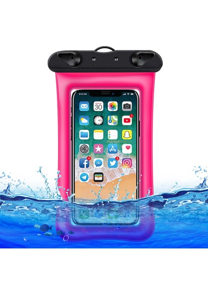 7,2 Inç Altı Cep Telefonu Için Yüzen Hava Yastıklı Su Geçirmez Çanta, Plaj Havuzu Telefonu Kuru Çantası ve Askısı - Pembe (Yurt Dışından)