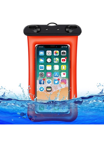 7,2 Inç Altı Cep Telefonu Için Yüzen Hava Yastıklı Su Geçirmez Çanta, Plaj Havuzu Telefonu Kuru Çantası ve Boyun Askısı - Turuncu (Yurt Dışından)