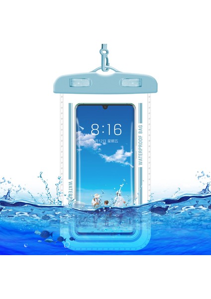 Havuzlar, Plajlar ve Balıkçılık Için 7,2 Inç Altı Cep Telefonu Kuru Çantası - Askılı Pvc Su Geçirmez Çanta - Gri Mavi (Yurt Dışından)