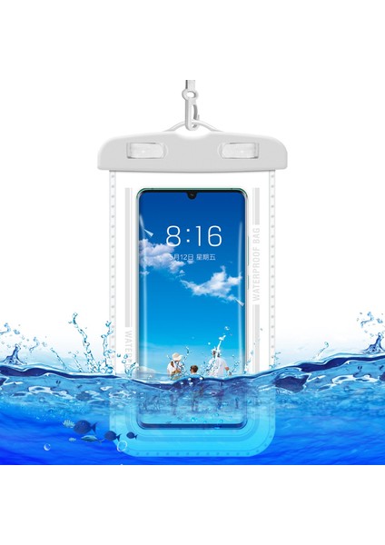Havuzlar, Plajlar ve Balıkçılık Için 7,2 Inç Altı Cep Telefonu Kuru Çantası - Beyaz - Pvc Su Geçirmez Çanta (Yurt Dışından)
