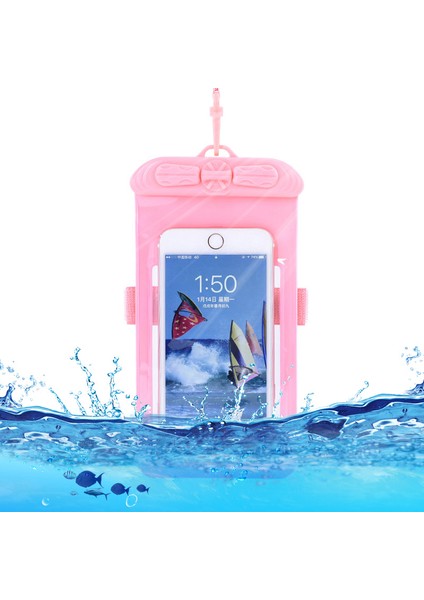 T-35N 5,2-6,44 Inç Cep Telefonu Çantası Su Geçirmez Evrensel Plaj Havuzu Yüzme Telefon Kılıfı Askılı, Beden L-Pembe (Yurt Dışından)