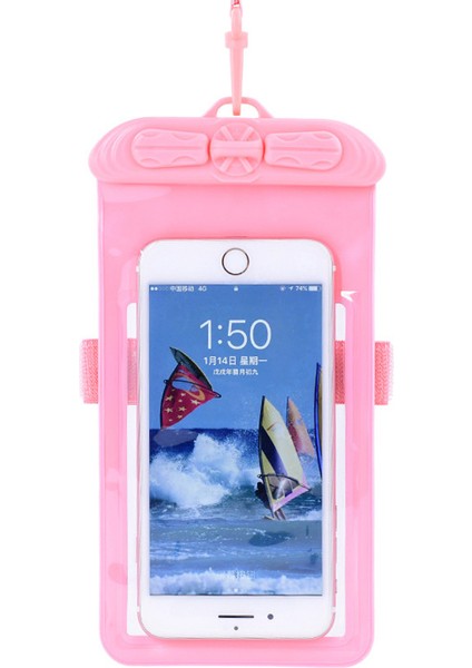 T-35N 5,2-6,44 Inç Cep Telefonu Çantası Su Geçirmez Evrensel Plaj Havuzu Yüzme Telefon Kılıfı Askılı, Beden L-Pembe (Yurt Dışından) modelleri