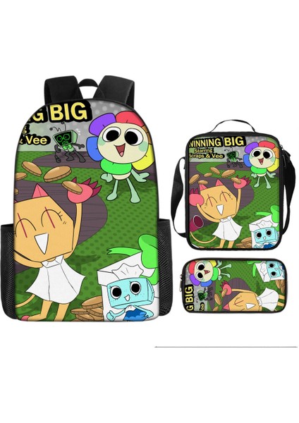 Dandy's World Karikatür Sevimli Omuz Çantası Öğrenci Okul Çantası Üç Parçalı Set (Yurt Dışından)