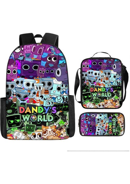 Dandy's World Karikatür Sevimli Omuz Çantası Öğrenci Okul Çantası Üç Parçalı Set (Yurt Dışından)