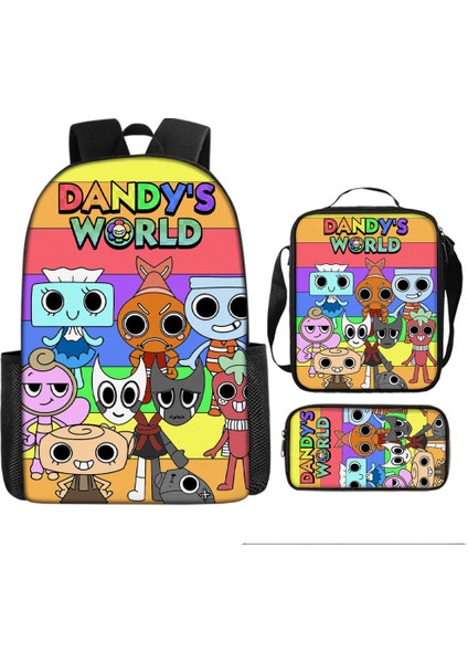 Dandy's World Karikatür Sevimli Omuz Çantası Öğrenci Okul Çantası Üç Parçalı Set (Yurt Dışından)