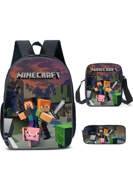 Ilkokul ve Ortaokul Öğrencileri Için My World Game Peripheral 3 Parça Okul Çantası (Yurt Dışından)