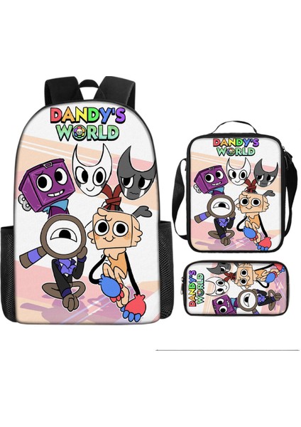 Dandy's World Karikatür Sevimli Omuz Çantası Öğrenci Okul Çantası Üç Parçalı Set (Yurt Dışından)