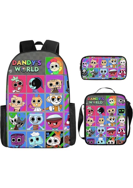Dandy's World Karikatür Sevimli Omuz Çantası Öğrenci Okul Çantası Üç Parçalı Set (Yurt Dışından)