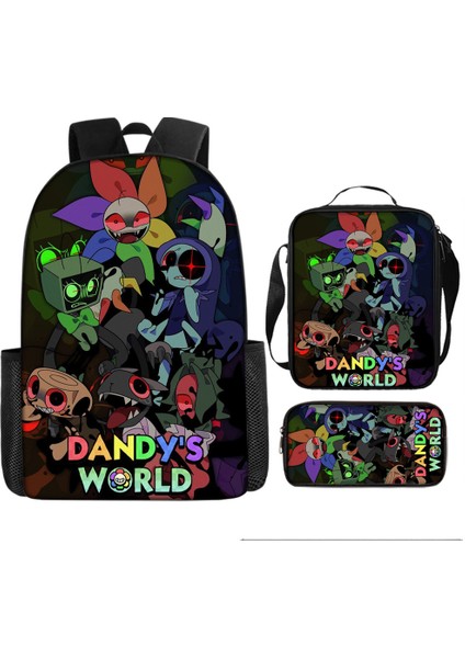 Dandy's World Karikatür Sevimli Omuz Çantası Öğrenci Okul Çantası Üç Parçalı Set (Yurt Dışından)