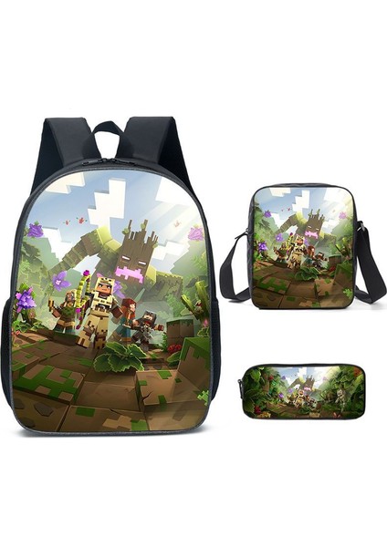 Ilkokul ve Ortaokul Öğrencileri Için My World Game Peripheral 3 Parça Okul Çantası (Yurt Dışından)