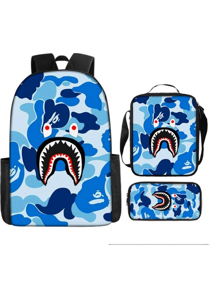 Köpekbalığı Üç Parçalı Okul Çantası Ilkokul Öğrencileri Omuz Çantası (Yurt Dışından)