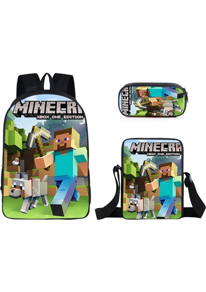 Ilkokul ve Ortaokul Öğrencileri Için My World Game Peripheral 3 Parça Okul Çantası (Yurt Dışından)