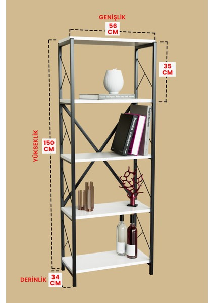 5 Raflı Metal Kitaplık Çok Amaçlı Kütüphane Salon Ofis Evrak Rafları fırsatları