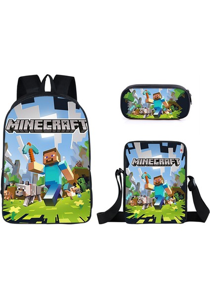 Ilkokul ve Ortaokul Öğrencileri Için My World Game Peripheral 3 Parça Okul Çantası (Yurt Dışından)