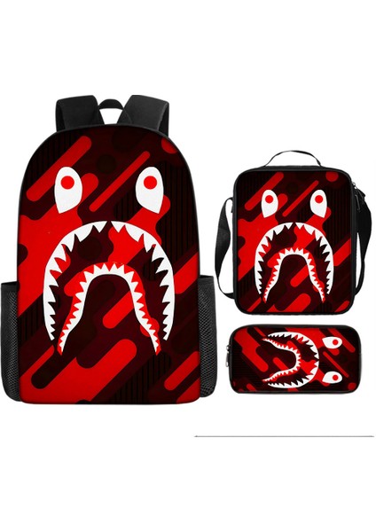 Köpekbalığı Üç Parçalı Okul Çantası Ilkokul Öğrencileri Omuz Çantası (Yurt Dışından)