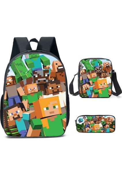 Ilkokul ve Ortaokul Öğrencileri Için My World Game Peripheral 3 Parça Okul Çantası (Yurt Dışından)